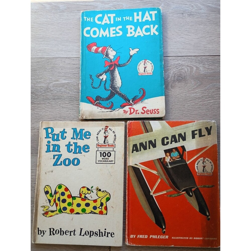 Vintage Dr. Seuss Hard Cover Books Children's Beginner Reader Lot Of 3